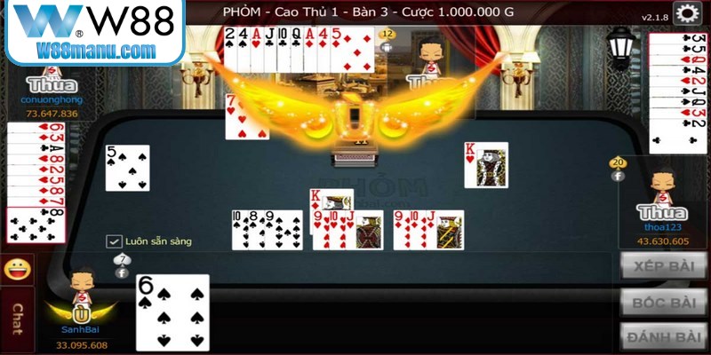 Phỏm online là trò chơi bài cược đẳng cấp đang được săn đón tại W88