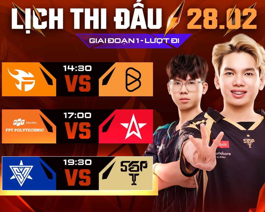 LỊCH THI ĐẤU NGÀY 28/02 - KHỞI TRANH ĐTDV MÙA XUÂN 2026